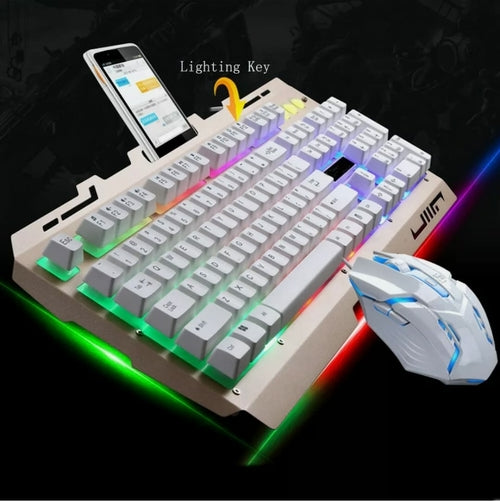 Ninja Dragons NX9 — Wired Gaming Keyboard & Mouse Set, LED Backlit, 104 Keys (White)