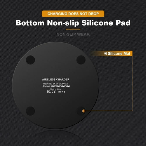 Dragon W9 30W Wireless Charging Pad — Ultra-Slim, USB-C, Qi Compatible