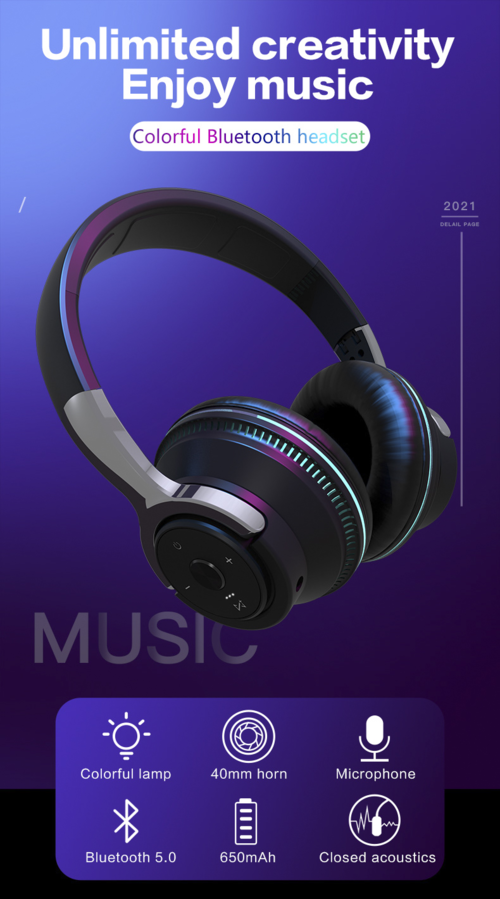 LED Bluetooth Headset w/ Mic