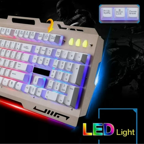 Ninja Dragons NX9 — Wired Gaming Keyboard & Mouse Set, LED Backlit, 104 Keys (White)