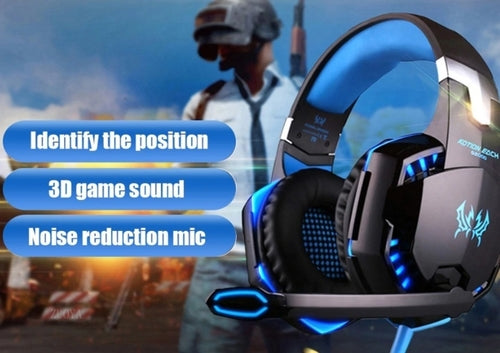Ninja Dragons G9300 — Wired Gaming Headset w/ Microphone & LED Lighting (Black & Blue)