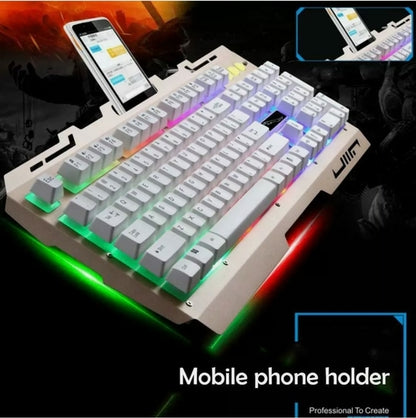 Ninja Dragons NX9 — Wired Gaming Keyboard & Mouse Set, LED Backlit, 104 Keys (White)