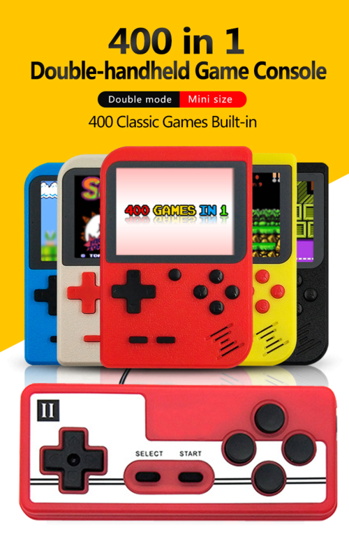 Retro Handheld Game Console - 400 Built-In Classic Games, 3.0" LCD Screen, TV Output & 2-Player Mode