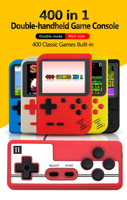 Retro Handheld Game Console - 400 Built-In Classic Games, 3.0" LCD Screen, TV Output & 2-Player Mode