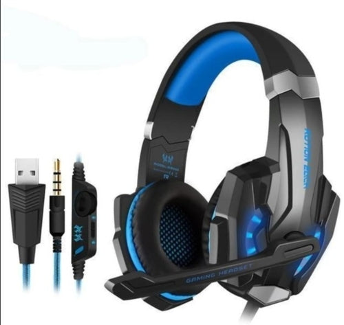 Ninja Dragons G9300 — Wired Gaming Headset w/ Microphone & LED Lighting (Black & Blue)