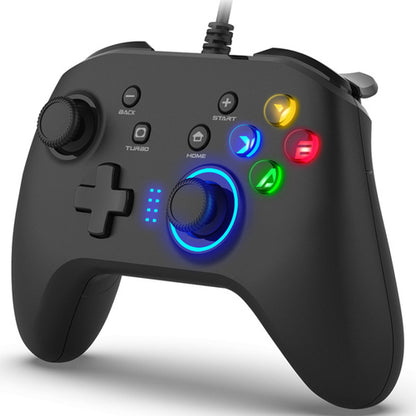 Wired USB Gaming Controller - Dual Vibration, Turbo, XInput & DInput, Multi-Platform (Black / Blue)