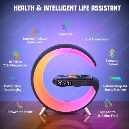 Smart Atmosphere Lamp, Speaker, Clock, & Charger