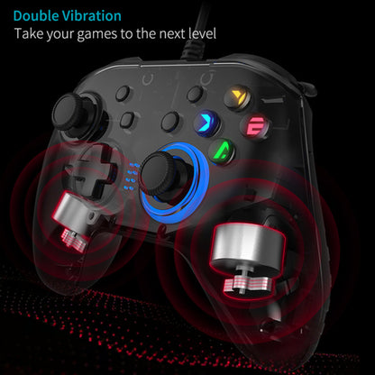 Wired USB Gaming Controller - Dual Vibration, Turbo, XInput & DInput, Multi-Platform (Black / Blue)