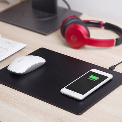 2-in-1 Wireless Charging Mouse Pad — PU Leather, 5W Charger with LED Indicator