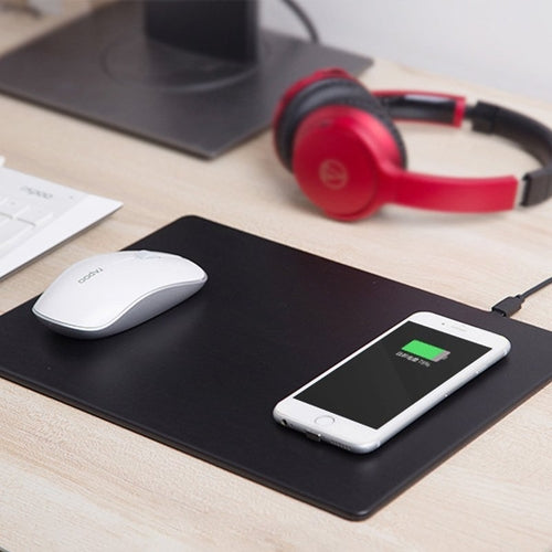 2-in-1 Wireless Charging Mouse Pad — PU Leather, 5W Charger with LED Indicator