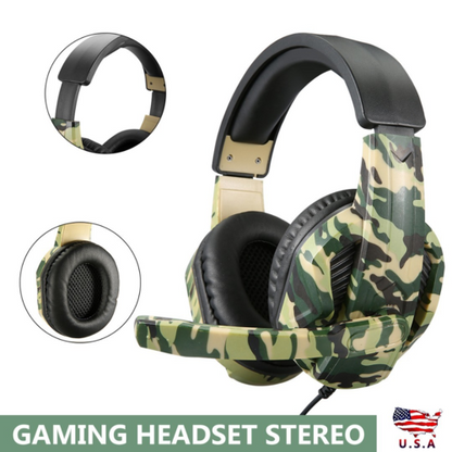 Camouflage Wired Gaming Headset w/Mic