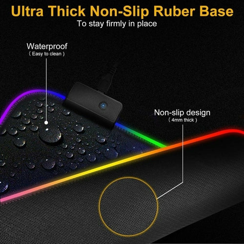 Ninja RGB Gaming Keyboard & Mouse Pad — Large Extended, 13 Lighting Modes, Anti-Slip Rubber Base (800 × 300mm)