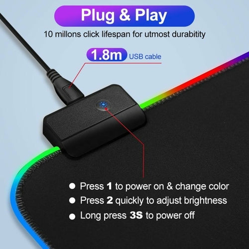 Ninja RGB Gaming Keyboard & Mouse Pad — Large Extended, 13 Lighting Modes, Anti-Slip Rubber Base (800 × 300mm)