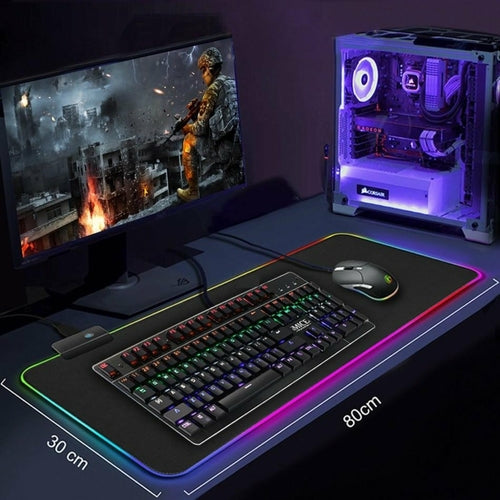 Ninja RGB Gaming Keyboard & Mouse Pad — Large Extended, 13 Lighting Modes, Anti-Slip Rubber Base (800 × 300mm)