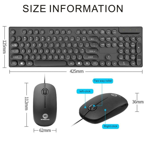 Ninja Dragons Z9i Wired Gaming Keyboard & Mouse Set, Retro Round Keycaps, LED Backlit (White & Black)