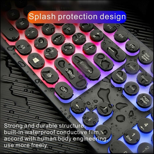 Ninja Dragons Z9i Wired Gaming Keyboard & Mouse Set, Retro Round Keycaps, LED Backlit (White & Black)
