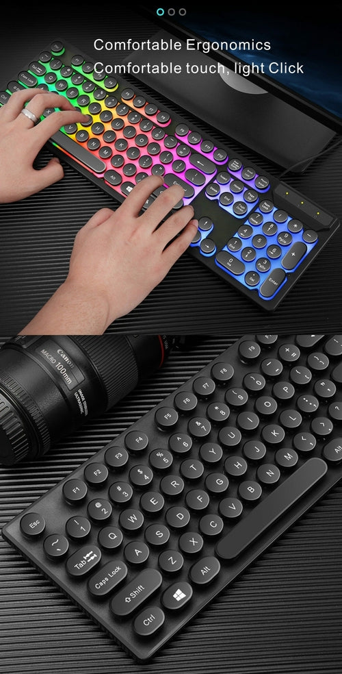 Ninja Dragons Z9i Wired Gaming Keyboard & Mouse Set, Retro Round Keycaps, LED Backlit (White & Black)