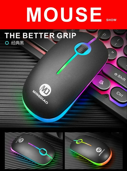 Ninja Dragons Z9i Wired Gaming Keyboard & Mouse Set, Retro Round Keycaps, LED Backlit (White & Black)