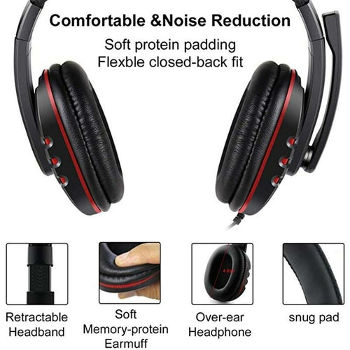 Dragon Space G3600 Wired Stereo Gaming Headset w/ Noise-Cancelling Microphone (Red & Blue)