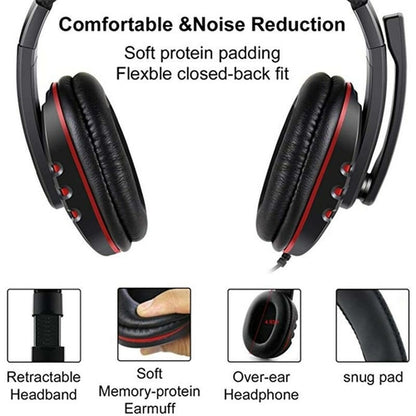Dragon Space G3600 Wired Stereo Gaming Headset w/ Noise-Cancelling Microphone (Red & Blue)