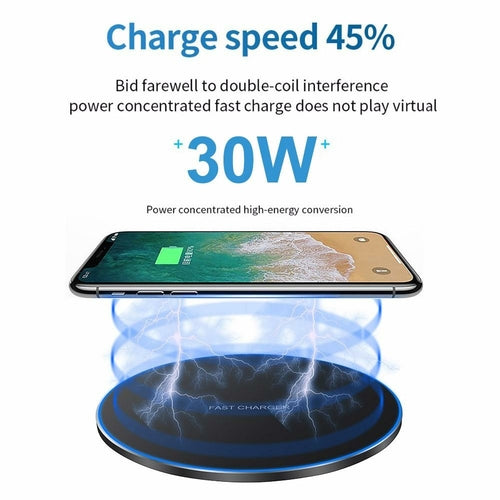 Dragon W9 30W Wireless Charging Pad — Ultra-Slim, USB-C, Qi Compatible